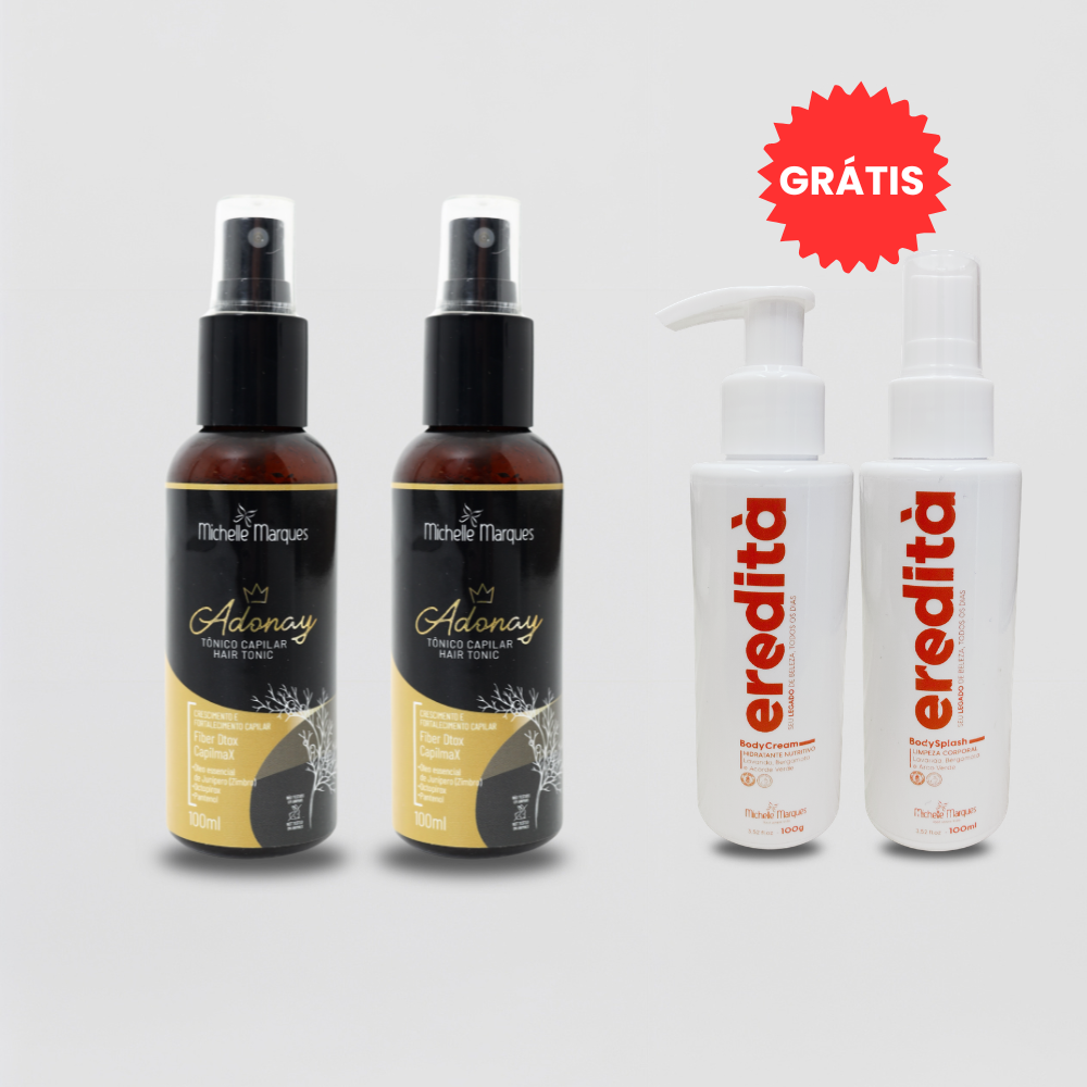 Combo de 2 Adonay Tônico Capilar + Kit Body Splash e Body Cream de presente