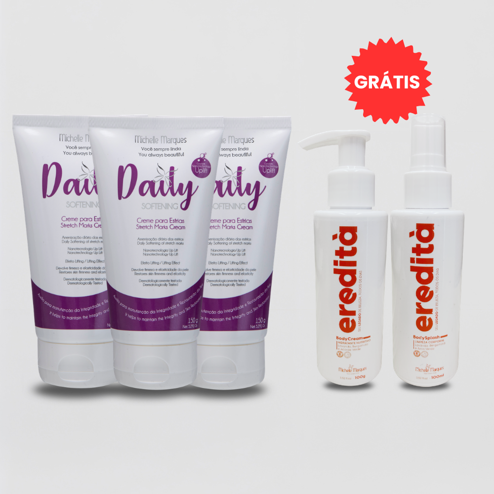 Combo de 3 Daily tratamento + Kit Body Splash e Body Cream de presente