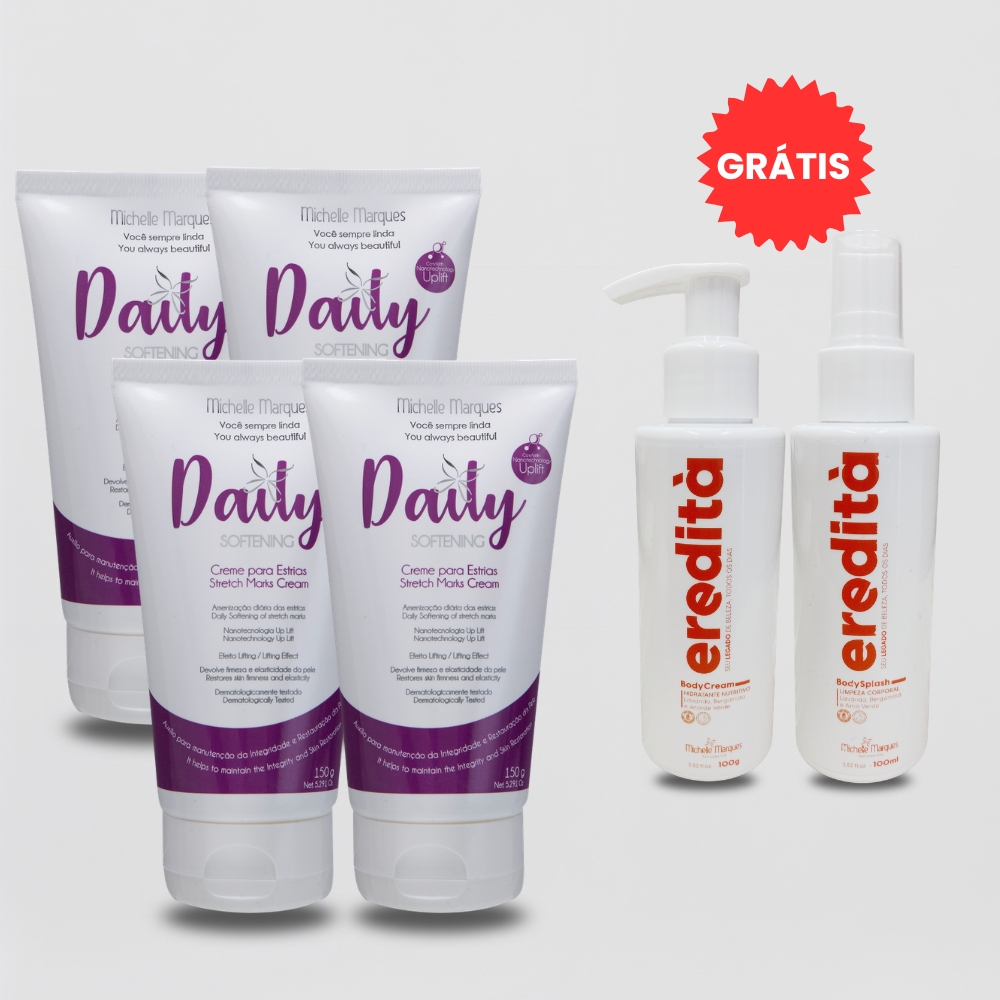Combo de 4 Daily tratamento + Kit Body Splash e Body Cream de presente