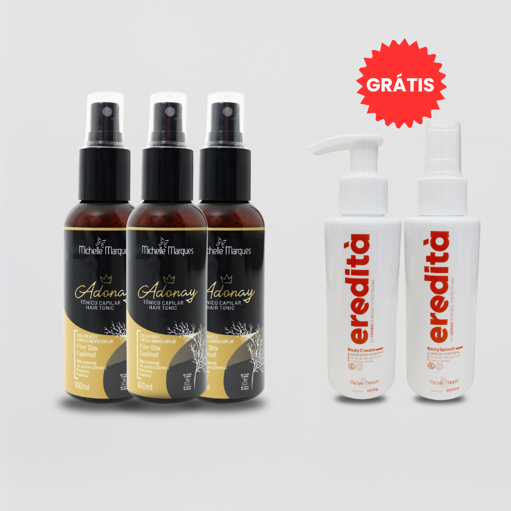 3 Adonay Tônico Capilar + Um kit body de presente