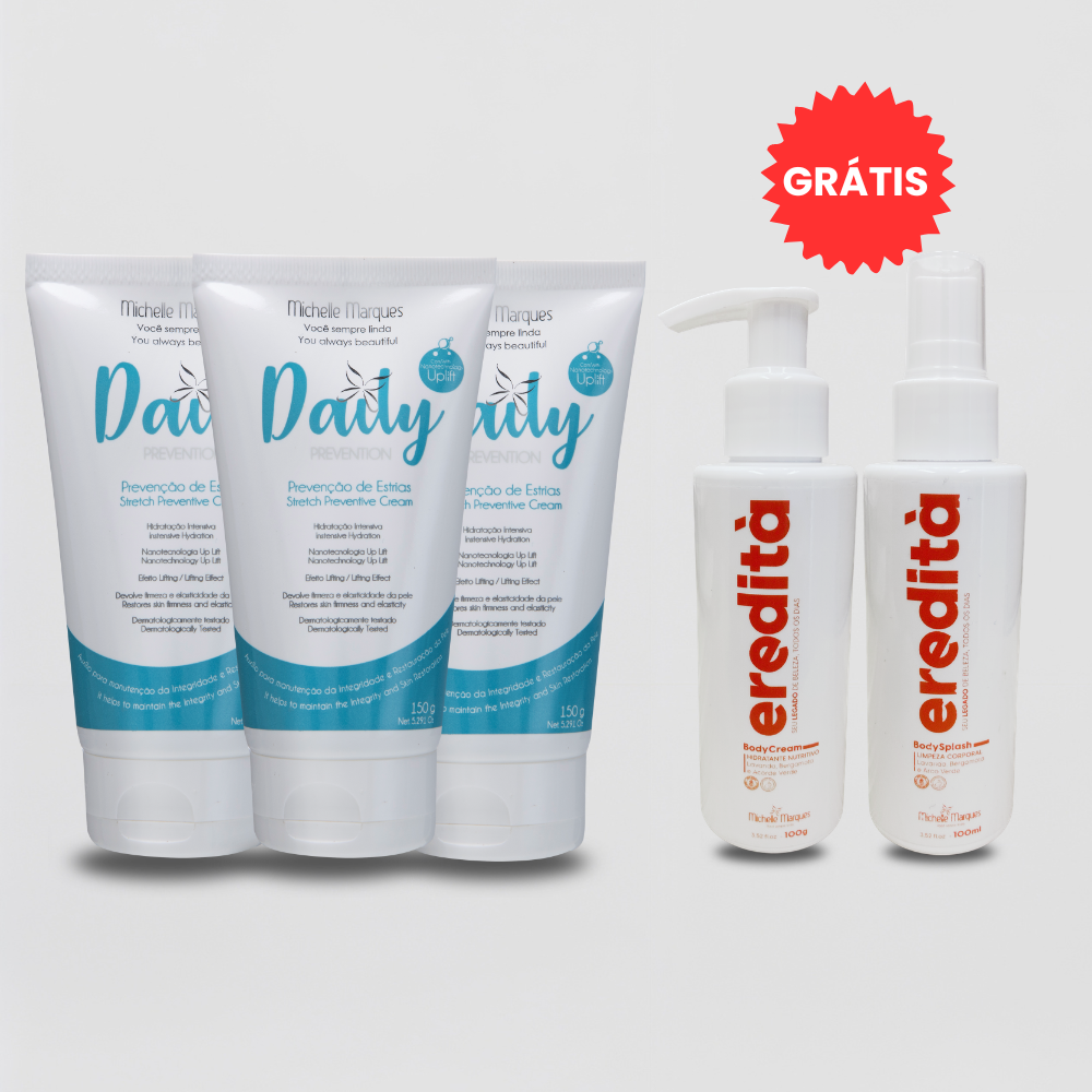 Combo de 3 Daily Prevenção + Kit Body Splash e Body Cream de presente