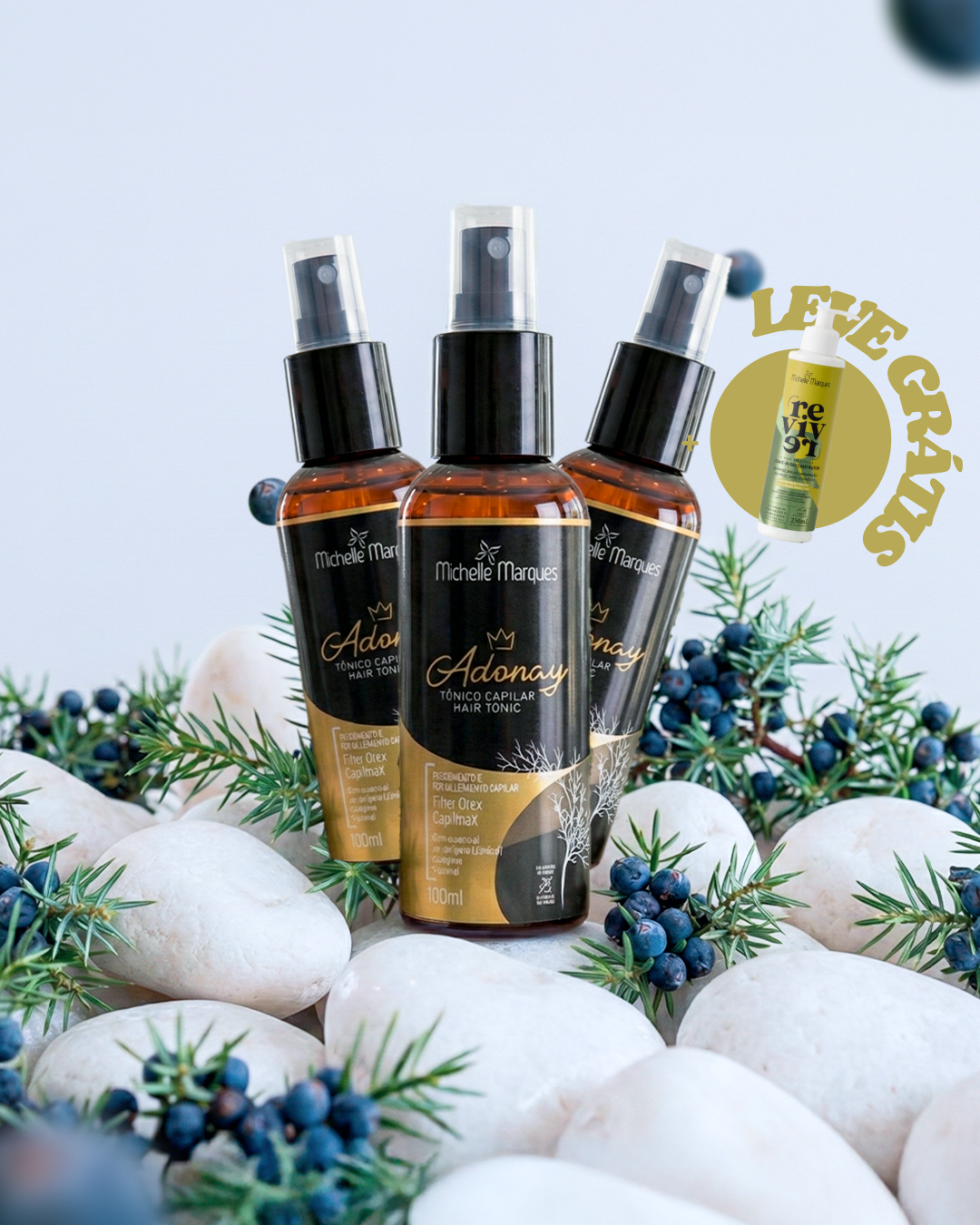 Combo de 3 Adonay Tônico Capilar + Leave In de Presente