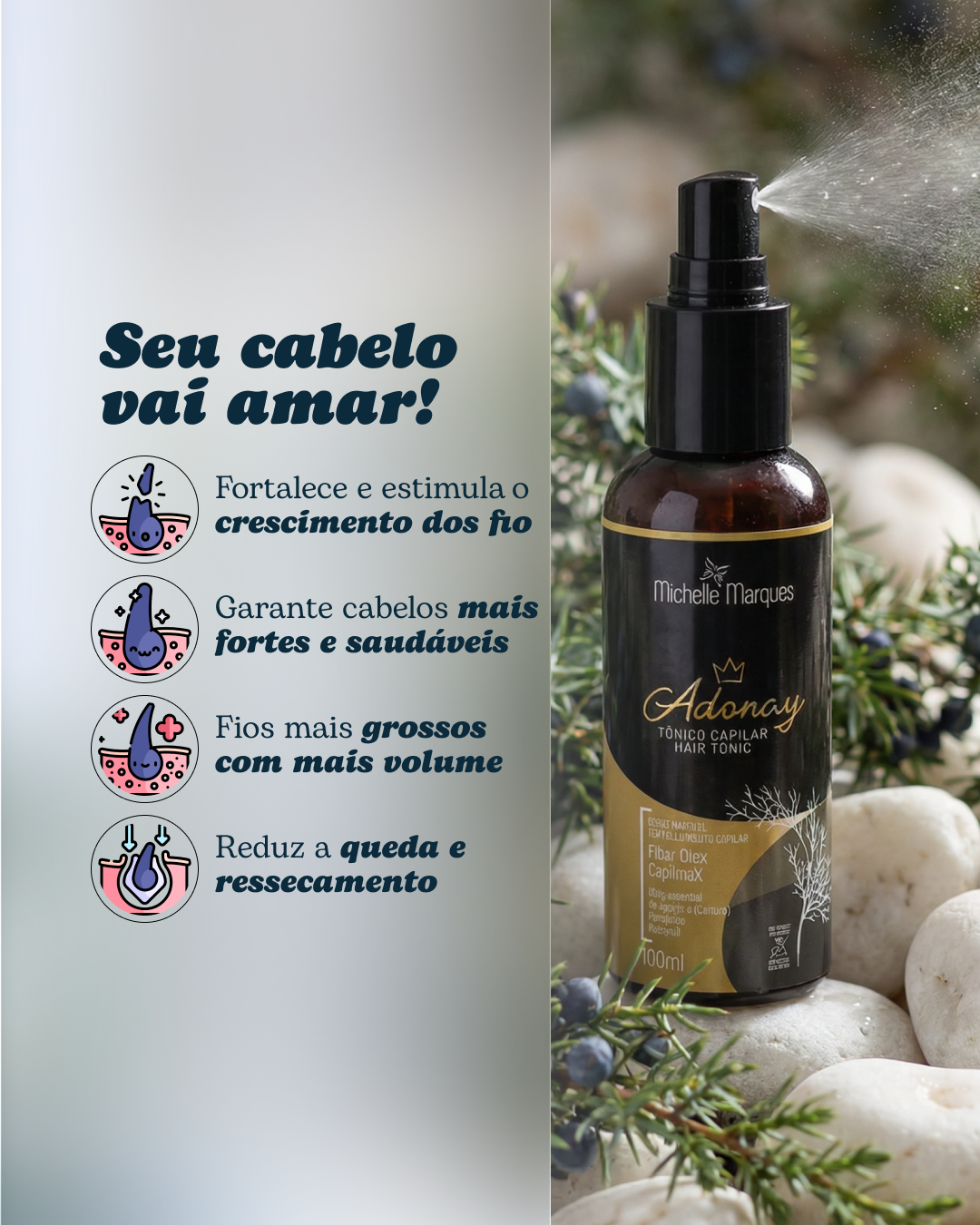 Combo de 2 Adonay Tônico Capilar + Leave In de Presente